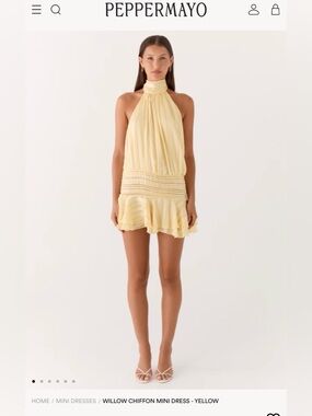 Peppermayo willow Halter Chiffon Mini Dress - Yellow